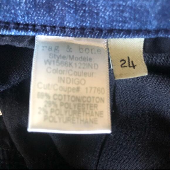 Rag And Bone High Rise Whiskered Faded Ankle Skinny Jeans, Indigo Color, 24 - Picture 12 of 15